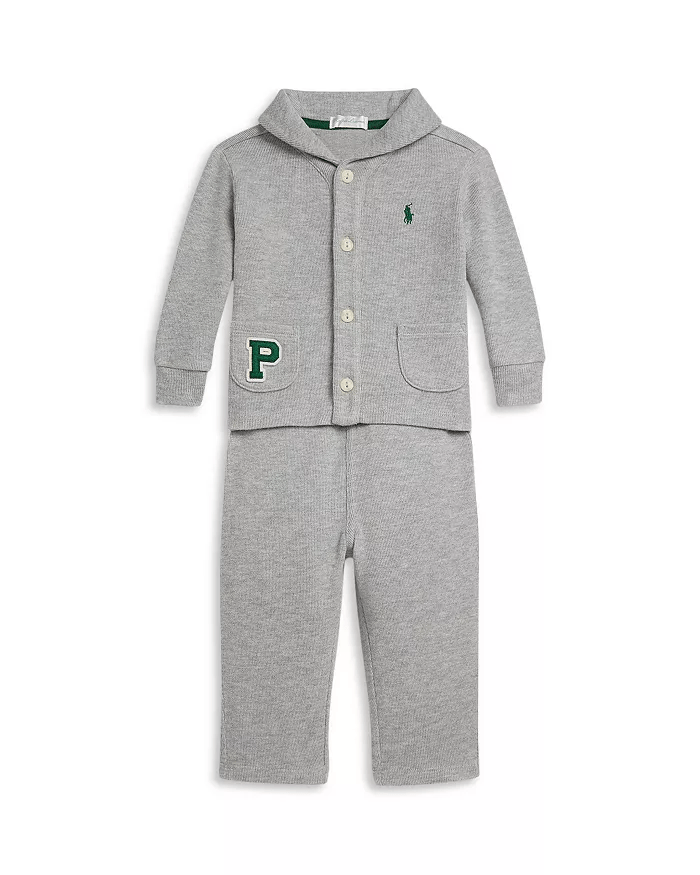Ralph Lauren Boys' Estate Rib Letter Jacket & Pant Set - Baby